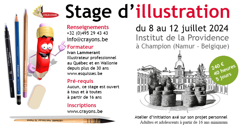 Stage illustration / Stage et cours de layout & dessin à Wépion près de Namur (Namur - Wallonie - Belgique) par Ivan Lammerant - Illustrateur professionnel Belge 
