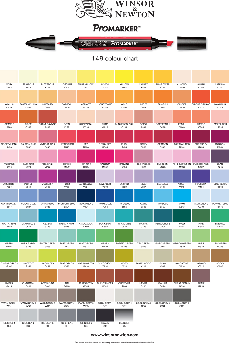 ProMarker chromatic colour chart